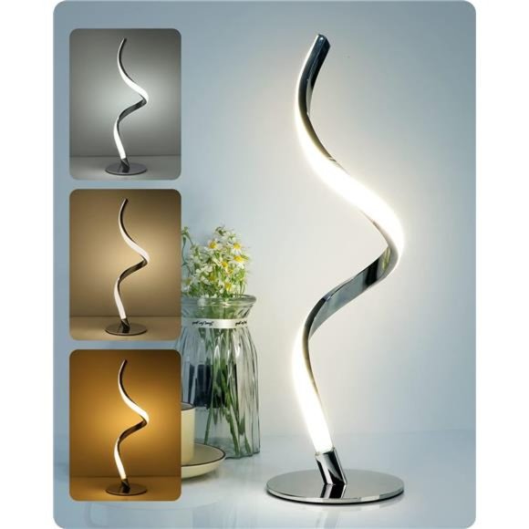 Modern Spiral Bedside Lamp - 3 Colors Touch Control LED Table Lamp, Stepless - Picture 1 of 6